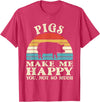 Funny Pig Lover Shirts Pigs Make Me Happy You Not So Much Pig Lover Farming Farmer T-Shirt - Red Heather