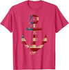 Buffalo Anchor Tees Company American Flag Anchor Shirt Patriotic Military July Navy USA T-Shirt - Red Heather