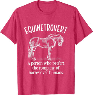 Equinetrovert Funny Horse Outfit For Horse Lover Equinetrovert Funny Horses Riding Horse Lover Equestrian T-Shirt - Red Heather