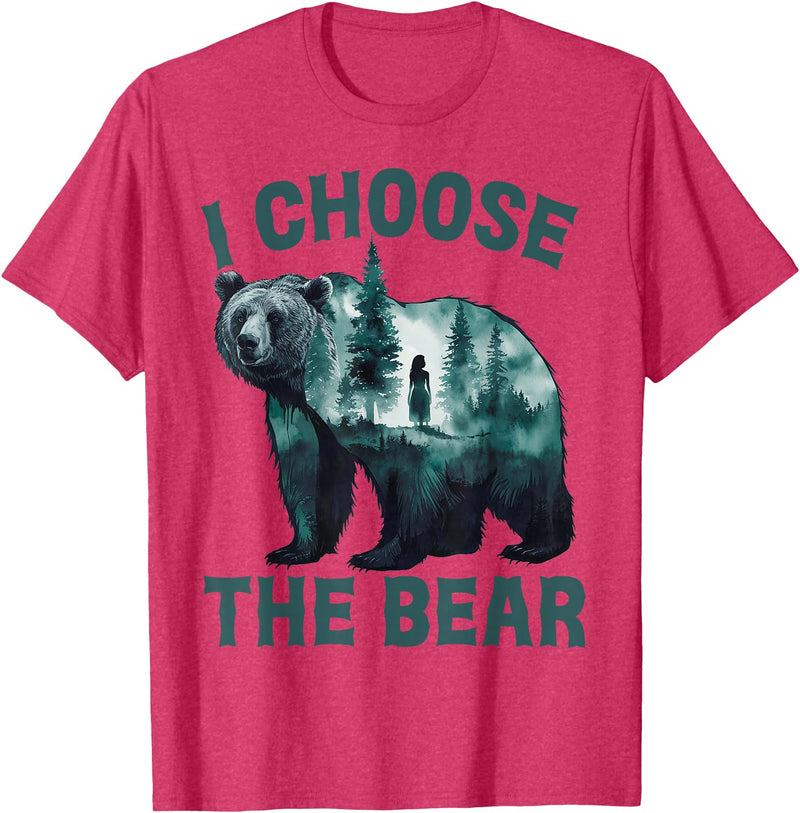 I choose the bear Apparel I choose the bear Shirt 2024 Bear In The Camp Trending T-Shirt - Red Heather