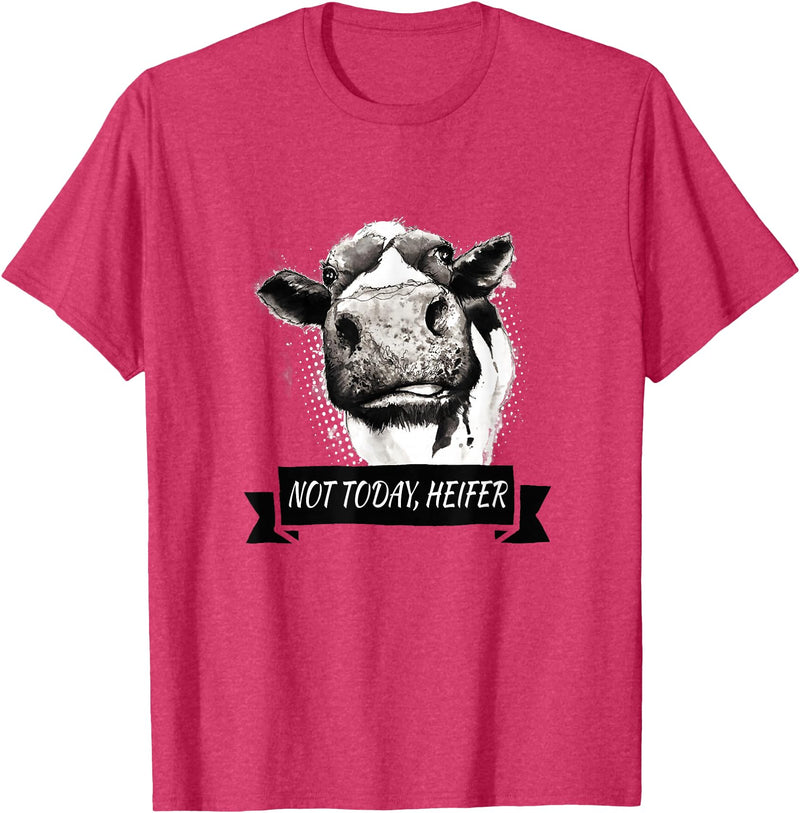 Not Today Heifer Funny Cattle Apparel Not Today, Heifer Funny Holstein Cow T-Shirt - Red Heather