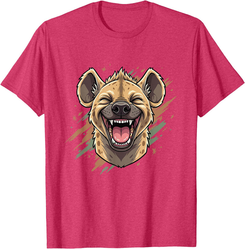Laughing Hyena Cartoon Wild Safari Animal Hyena Laughing Face Funny Animal Safari Vibes T-Shirt - Red Heather