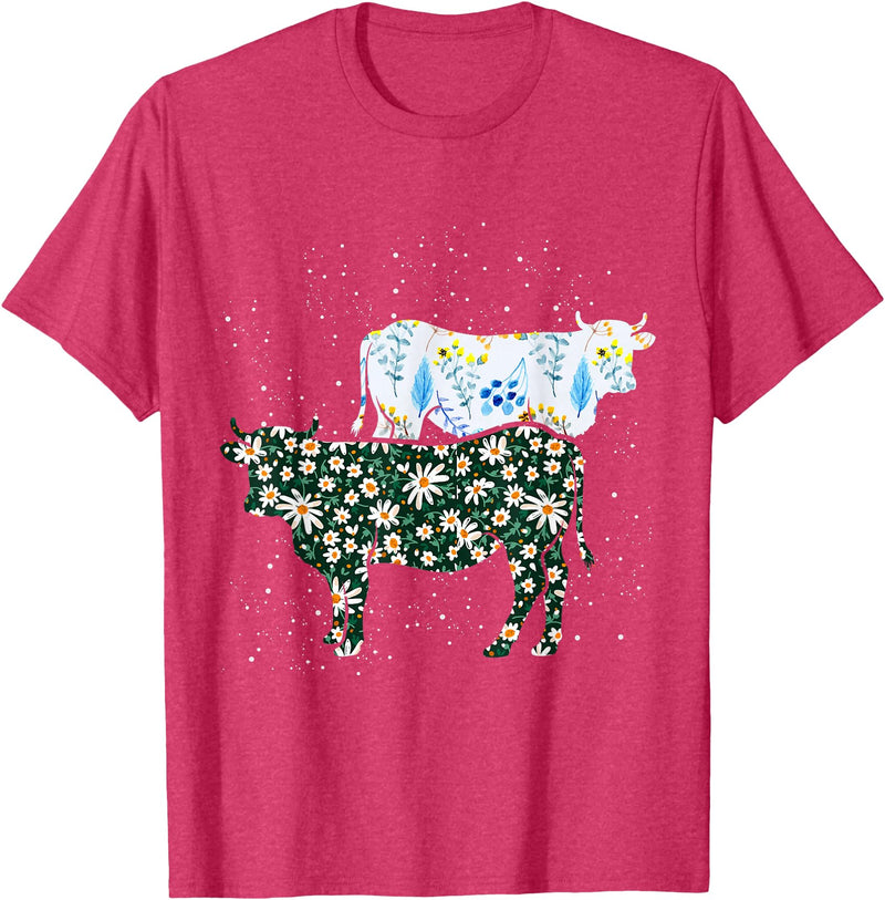 Vintage Animals Designs Vintage Cow T-Shirt - Red Heather