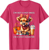 Cute Highland Cow I'm Not A Mess I'm Not A Hot Mess I'm A Spicy Disaster Cheeky Highland Cow T-Shirt - Red Heather