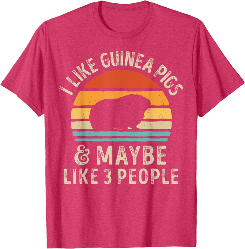 Guinea Pig Wheek Squad I Like Guinea Pigs and Maybe 3 People Guinea Pig Retro Men T-Shirt - Red Heather