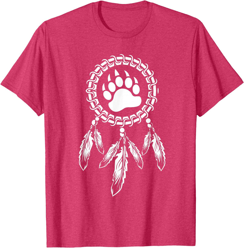 Indigenous Native American For Men Traditional Dreamcatcher Women Bear Native American T-Shirt - Red Heather