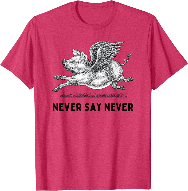 When The Pigs Fly: Gifts for Moms Kids Farmers Never Say Never Inspiring Flying Pig Tee Embrace Impossibity T-Shirt - Red Heather