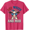 Patriotic Farm Cow Independence Day Red White and Moo Patriotic USA Flag Cow 4th of July T-Shirt - Red Heather