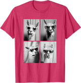 Funny Animal Photography Clothing Co. Funny Llamas with Sunglasses Cool Llama Animals Photo Booth T-Shirt - Red Heather