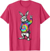 Cute Easter Bunny Rock Rabbit Sunglasses Happy Easter T-Shirt in Red Heather