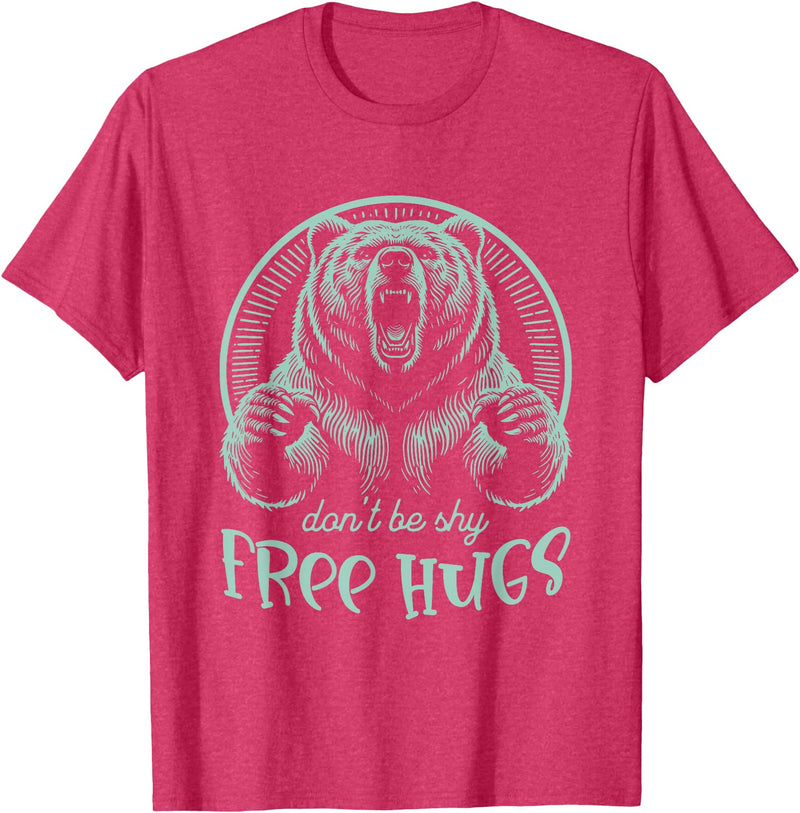 Hugging Family & Relations s Gifts & Apparel 'FREE-Hugs' s Grizzly Bear s 'Woodcut Style' T-Shirt - Red Heather