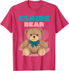TheNiftyStitches CLAIRE Bear T-Shirt - Women's Black Cartoon Bear T-Shirt - Small - Short Sleeve - Classic Fit - All Seasons - Red Heather