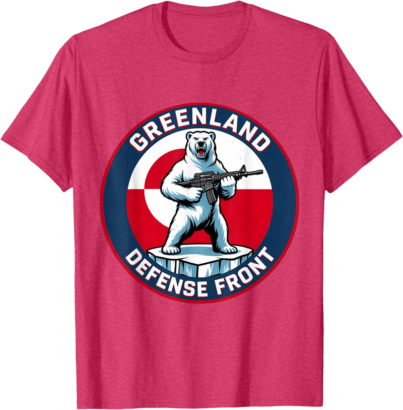 Greenland Lover Stuff Greenland Defense Front Polar Bear Greenland is not for Sale T-Shirt - Red Heather