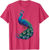 Peacock Peafowl Colorful Bird Peacock Illustration T-Shirt - Red Heather