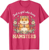 Just a Girl Who Loves Hamsters Cute Floral Pet Aesthetic T-Shirt - Red Heather