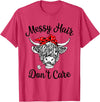Highland Cow Cattle Bandana Messy Hair Women Girls Scottish Highland Cow Cattle Bandana Messy Hair Don't Care T-Shirt - Red