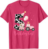 Milk Cow Print 5 Year Old Girl Birthday Gift 5th Birthday Outfit Girl 5 Year Old Farm Cow Chick Tractor T-Shirt - Red Heather