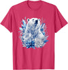 Arctic Polar Bear Crystal Flowers Nature Majestic Arctic Polar Bear with Ice Flowers Fantasy T-Shirt - Red Heather