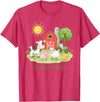 Little Barnyard Farm Apparel For Toddler & Kids Barnyard Buddies Cute Cow Sheep Pig Hen On The Farm Barnyard T-Shirt - Red Heather