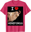 WhiteHorseDepot I Love Herefords with Cow Tongue T-Shirt - Red Heather