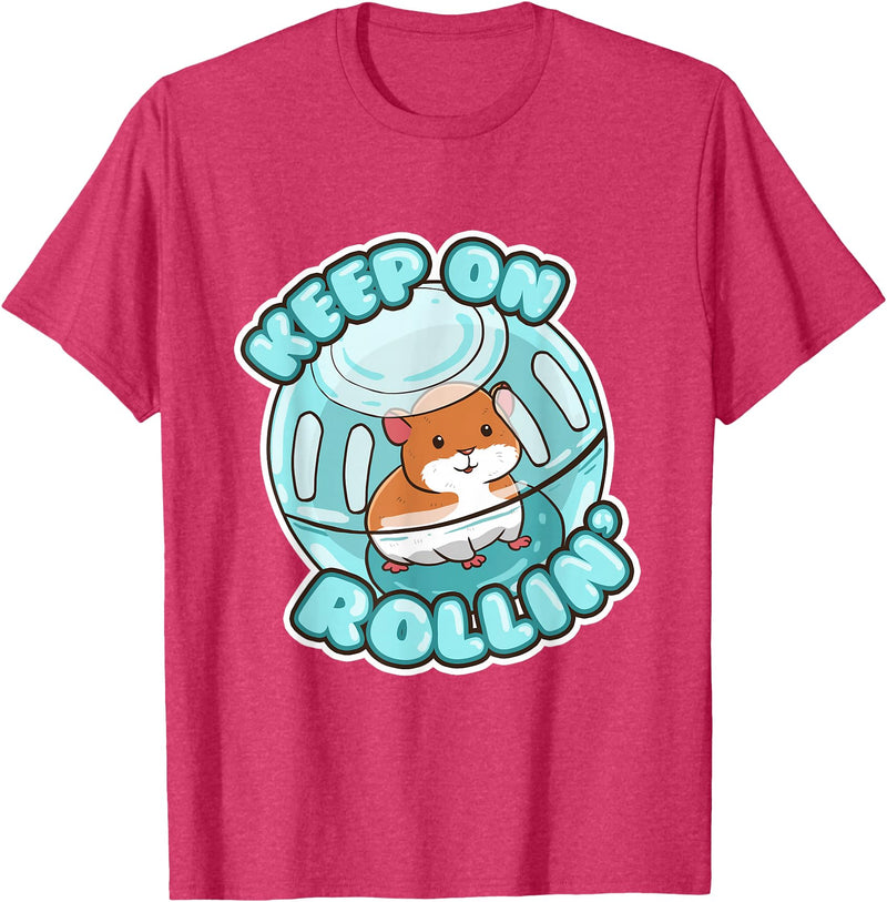 Keep On Rolling Cute Hamster Hammy Owner Pet Lover Gift T-Shirt - Red Heather