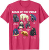 GoshWow Bears of The World Kawaii Types of Bears Wildlife Zoo Bear T-Shirt - Red Heather