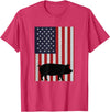 Farm Pig Patriotic United States Flag Kids Animal Patriotic Pig Silhouette American Flag Farm Kids Fourth T-Shirt - Red Heather