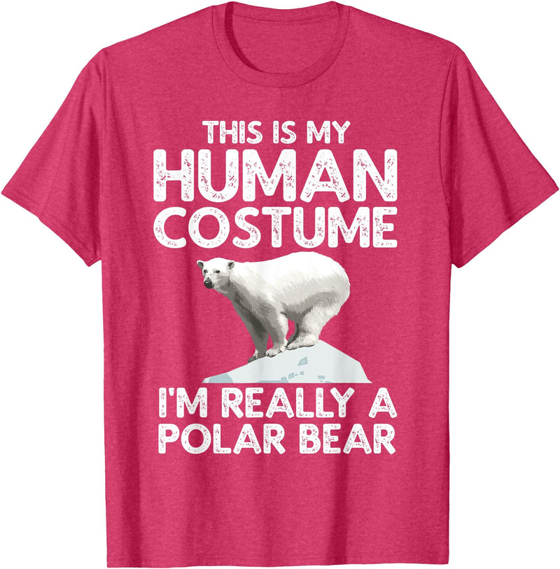 Polar Bear Gift Polar Bear Accessories & Stuff Cool Polar Bear for Men Women Human Costume Animal Halloween T-Shirt - Red Heather