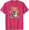 KAEDAM Gifts: Highland Cows Cute Baby Highland Cow Calf Love Spring Pastel Novelty T-Shirt - Red Heather