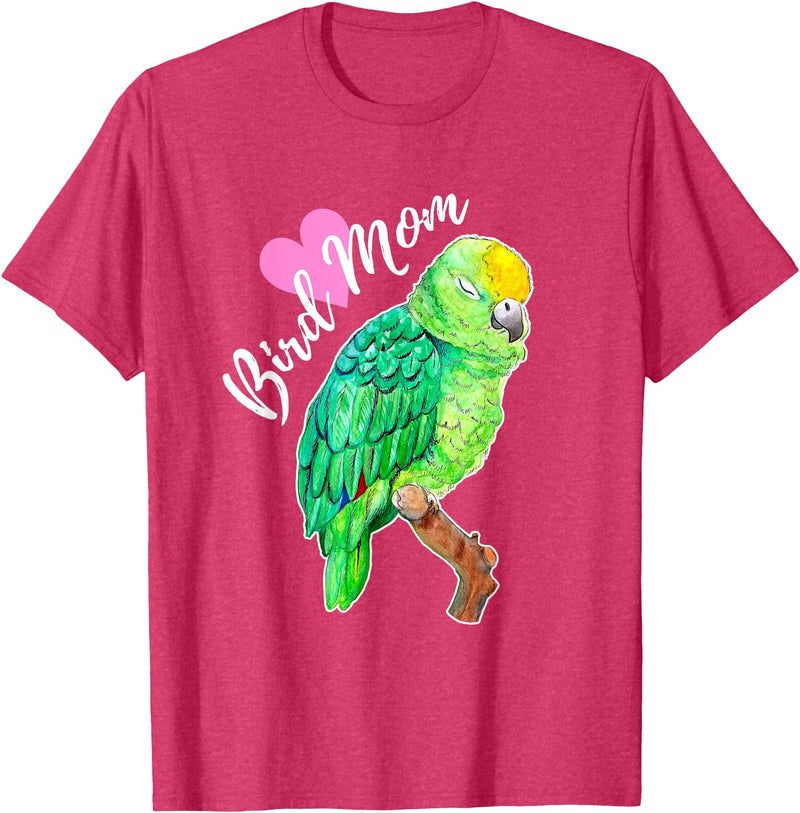 Parrot and Pet Bird Owners Amazon Parrot Lover Bird Mom Watercolor T-Shirt - Red Heather