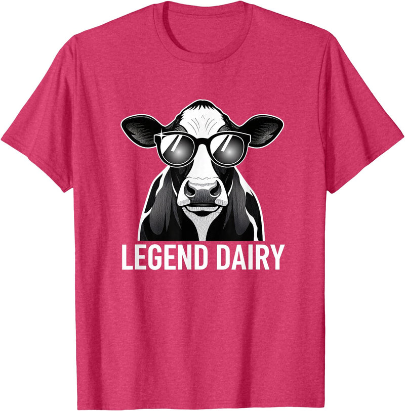 Farmstead Legends Legend Dairy, Cool Cow with Sunglasses T-Shirt - Red Heather