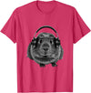 ROSS BOSS Funny Guinea Pig Graphic Tees Guinea Pig Shirt Headphones T-Shirt - Red Heather