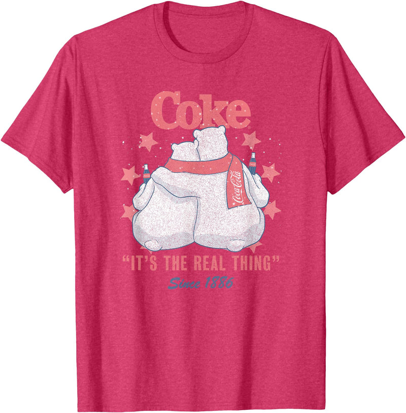 Coca-Cola Fourth of July Polar Bears Real Thing T-Shirt - Red Heather