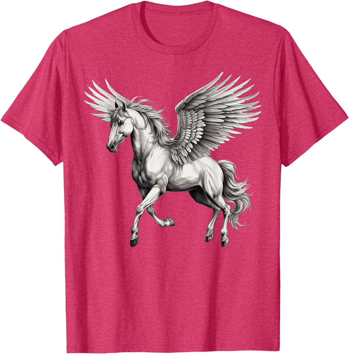 Cool Style Pegasus Majestic Winged Horse Mythology Fantasy Art T-Shirt - Red Heather
