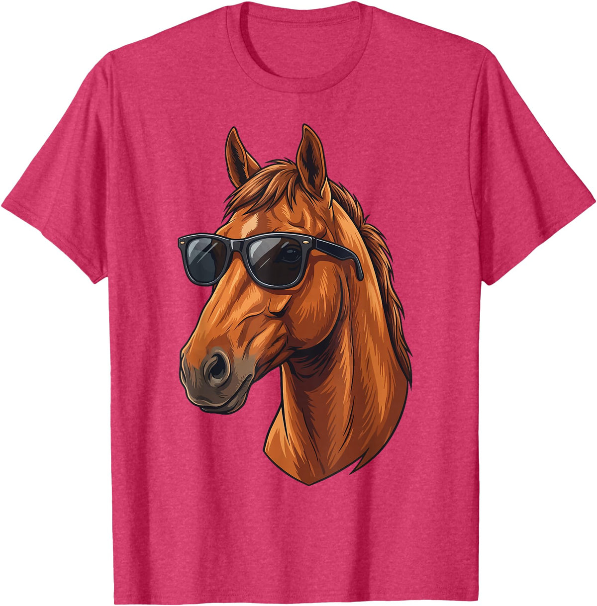 Cowboy Cowgirl Sunglasses Equestrian Rider Girl Horse Sunglasses Horse Riding T-Shirt - Red Heather