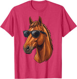 Cowboy Cowgirl Sunglasses Equestrian Rider Girl Horse Sunglasses Horse Riding T-Shirt - Red Heather
