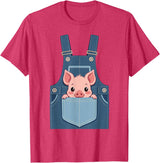 Pig Farm Animal Costumes Pig Costume - Funny Farmer, Pocket, Farm, Women, Men, Kids T-Shirt - Red Heather