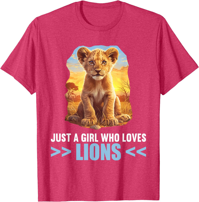 Lions Lion Lovers Shop Just a Girl who loves Lions Lion T-Shirt - Red Heather
