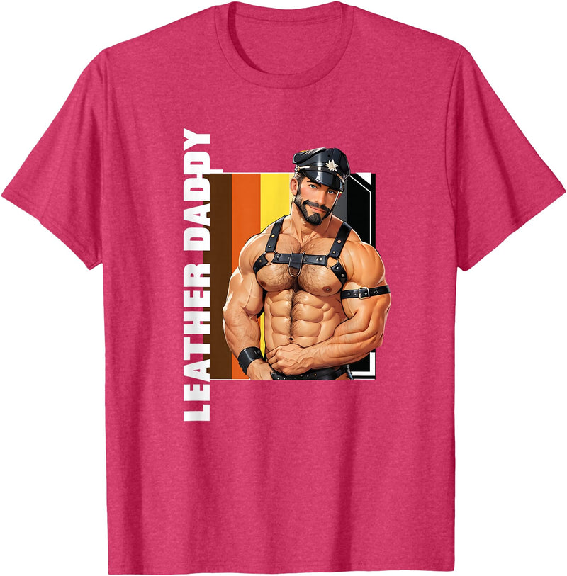 Vintage Gay Bear Pride & Dom Queer Top Retro Gay Daddy Leather Gay Biker - Bear Bearded Gay Pride T-Shirt - Red Heather