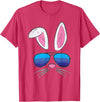 Easter Bunny Sunglasses Cute Rabbit Face Spring T-Shirt in Red Heather