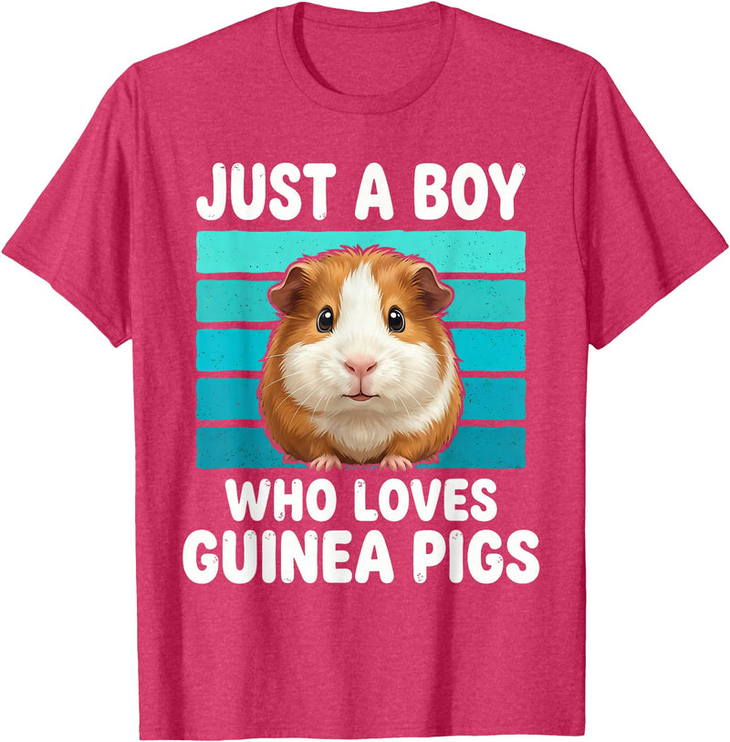 Cute Guinea Pig Stuff Accessories & Gifts Just a Boy Who Loves Guinea Pig Funny Guinea Pig Kids Boys T-Shirt - Red Heather