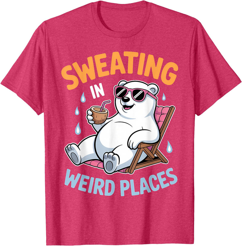 Cool Sweating Funny Summer Sweating Design Sweating in Weird Places Polar Bear Funny Sweating T-Shirt - Red Heather