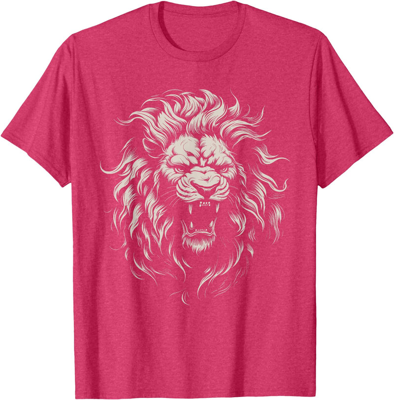 black animals art Lion Roar Head Art face for Lovers Lions King African Animal T-Shirt - Red Heather