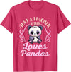 Cute Teacher Panda Bear Animal Lover Gifts Just a Teacher Who Loves Pandas Panda Lover Back to School T-Shirt - Red Heather