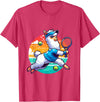 Funny Cute Animals Playing Tennis Apparel Llama Playing Tennis in Front of a Sunset T-Shirt - Red Heather