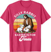 Silly Rabbit Easter Is for Jesus Easter Day Christian Bunny T-Shirt in Red Heather