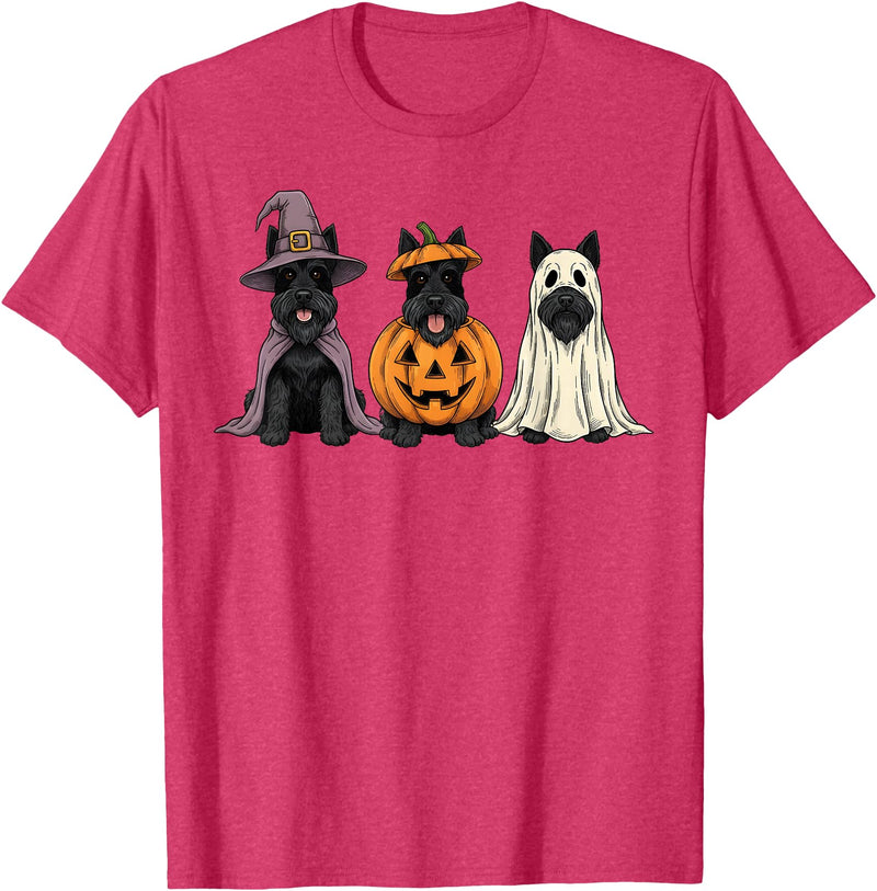 Funny Retro Scottie Dog mom Halloween Witch Spooky Ghost Scottish Terrier Pumpkin Halloween Dog Lover T-Shirt - Red Heather