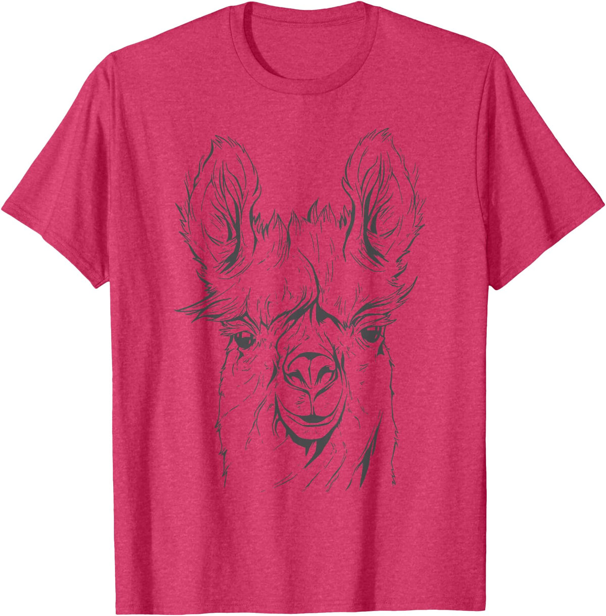 Funny Llama Alpaca Animal Lover Gifts Clothing Llama Alpaca Line Art T-Shirt - Red Heather