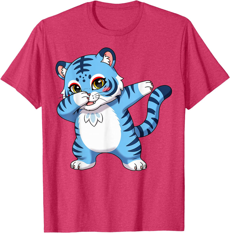generic Funny Cartoon Korean Tiger for Youth Toddler Kids Boys Girls T-Shirt - Red Heather