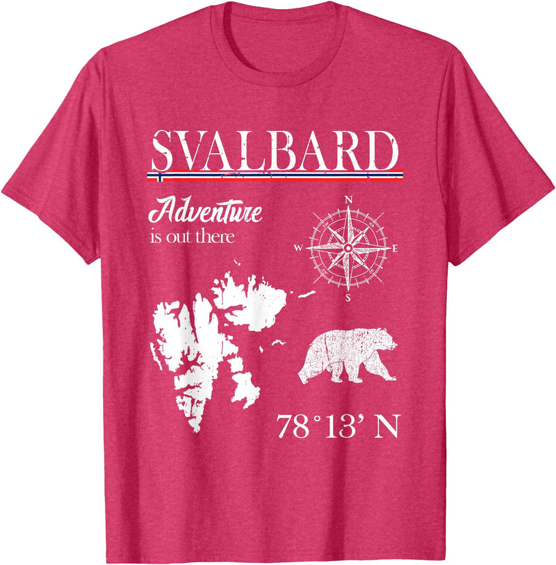 Spitsbergen Norway Scandinavia Travel Nordic Bear Svalbard - Adventure Is Out There - Norway Norwegian Flag T-Shirt - Red Heather